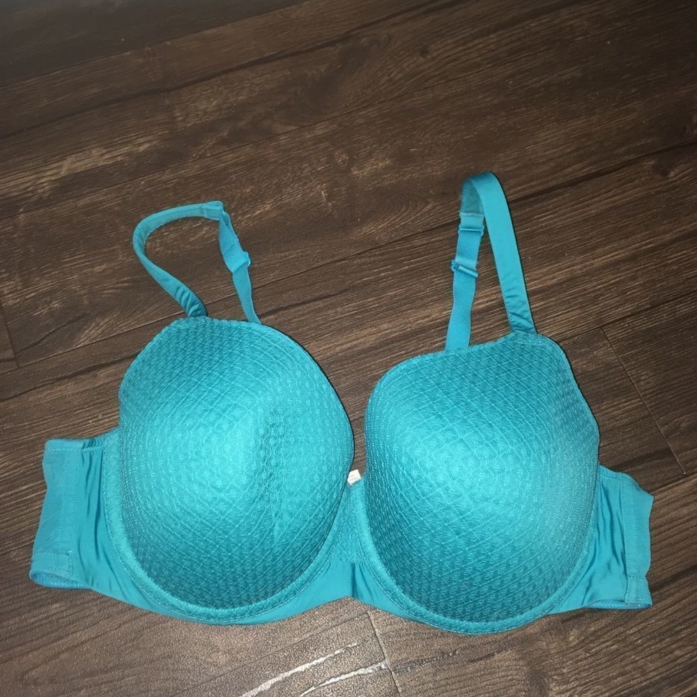 Cacique 40C turquoise lace full coverage bra